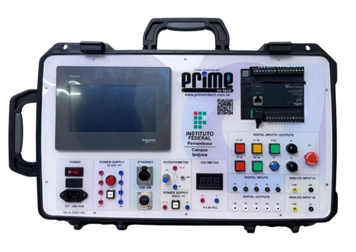 Kit Didático de Automação Industrial PLC e IHM SCHNEIDER MD-AI-26002-SND